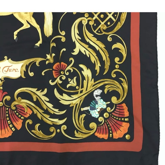 Hermes Cheval Turc Turkish Horse 90 Scarf with Bouet Scarf Ring & Knotting Cards - Picture 10 of 15